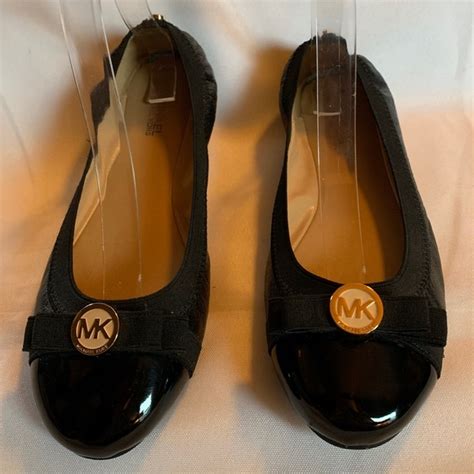 michael kors dixie ballet flats black leather gold|Collette Leather Ballet Flat .